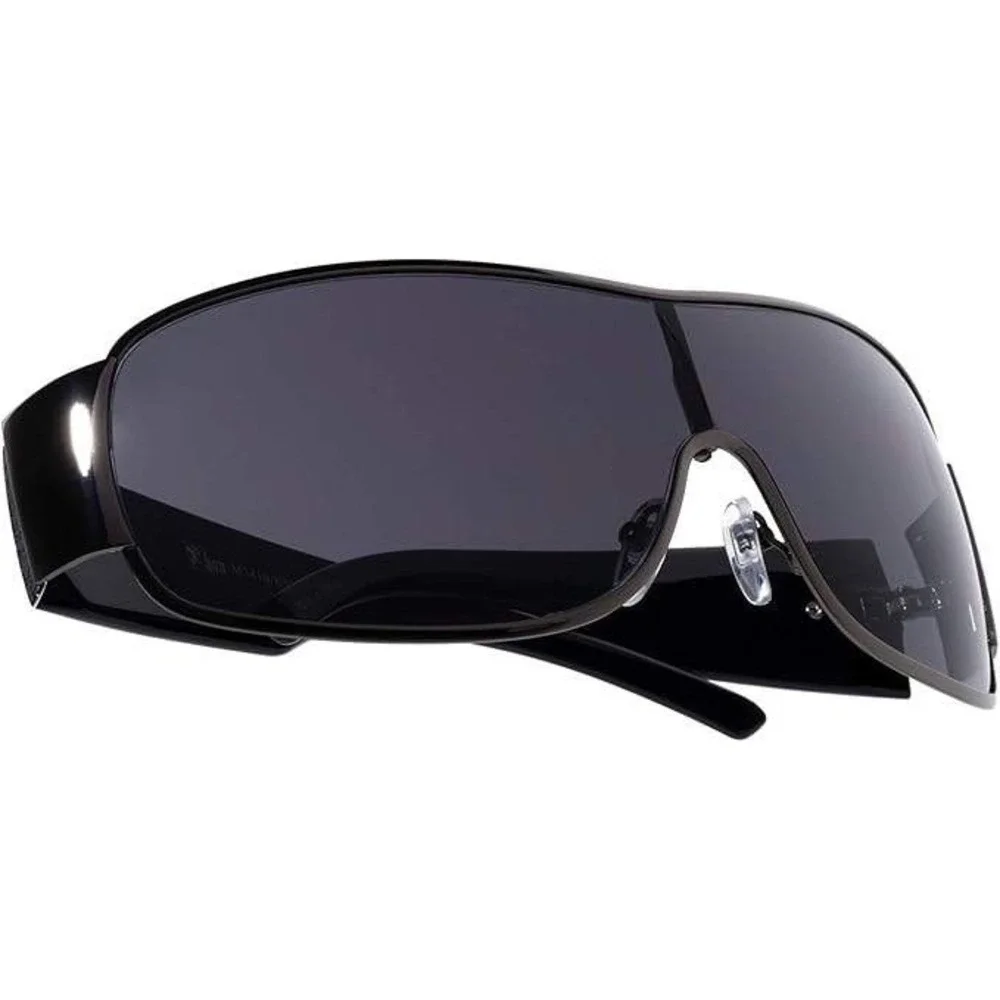 Designer Shield Sunglasses Dark Black Frame Red Sport Wrap‎ Around Shades UV400